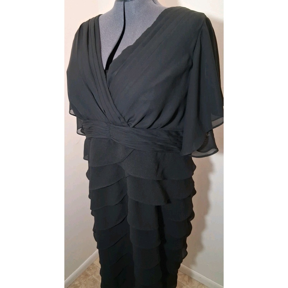 Maggie Barnes Whimsigoth Black Chiffon Tiered Ruffle Cocktail Dress Plus 18W - Picture 3 of 8